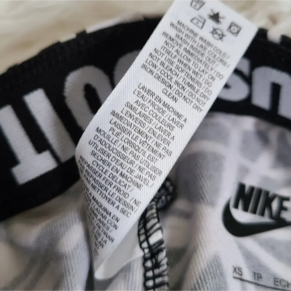 Nike Black And White‎ Geometric Patterned 2 Tone Leggings SZ XS